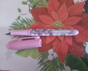 Stylo a plume rose dessins chat