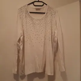 Tee shirt léger à manches longues femmes - Blanc - Taille XXL