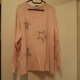 Tee shirt léger à manches longues femmes - Rose pâle - Taille XXL