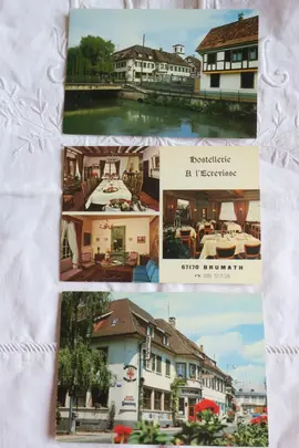 Lot de 3 cartes de l’ancienne HOSTELLERIE « A l’Ecrevisse » BRUMATH
