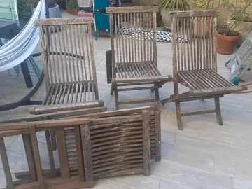 lot de chaises de jardin teck