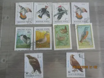 10 timbres OIseaux de Hongrie