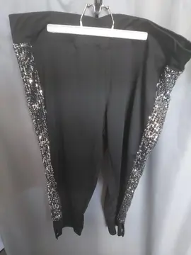 Legging noir à paillette argent femme T.3XL