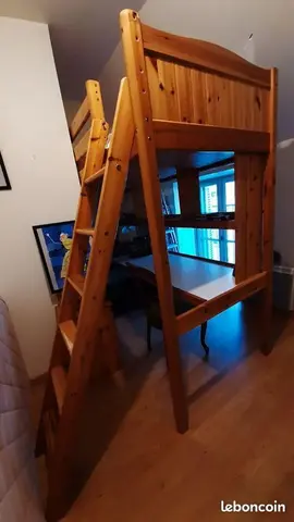 Lit mezzanine bois avec bureau