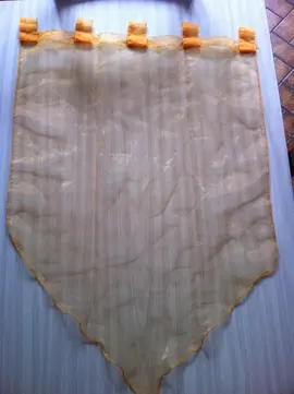 Rideau Orangé x 3 / 60 cm x 95 cm pompon compris