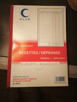 Cahier recette dépenses autocopiant