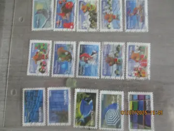 15 timbres oblitérés France "Meilleurs voeux" et "vacances"