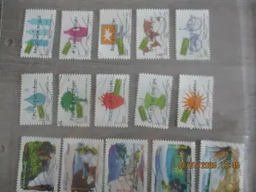 15 timbres oblitérés France "écologie" et "régions"