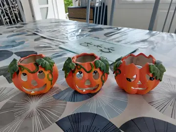 3 bougeoirs citrouille