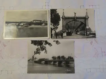 Lot de 3 cartes postales anciennes Pont de Strasbourg / Kehl