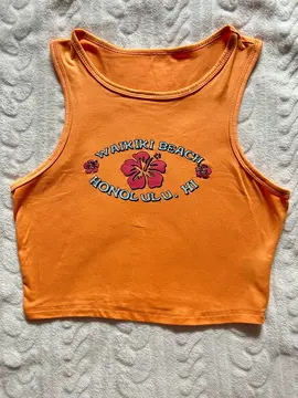 top orange à écriture et à fleurs 🌸