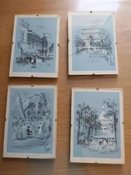 4 cadres sous verres anciens