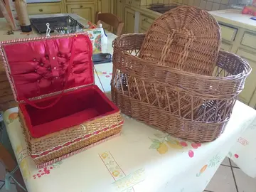lot osier: boite couture et panière