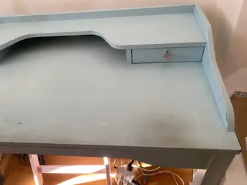 bureau enbois bleu