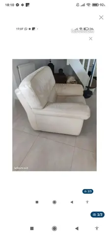 Fauteuil en cuir ivoire