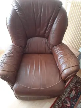 fauteuil canapé cuir marron