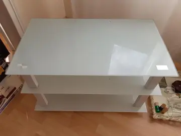 meuble TV en verre blanc