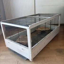 Grande cage en bois pour cochons d'Inde ou lapins