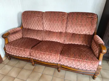 Canapé lit et fauteuil en bois