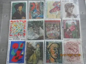 12 timbres "Tableaux" obblitérés France