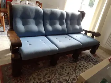Canapé + fauteuil bois massif