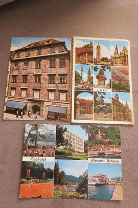 Lot de 3 anciennes cartes postales Autriche Années 70