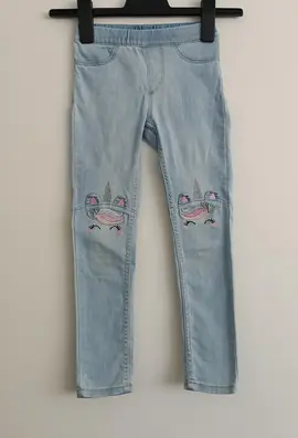 Jegging bleu ciel à licorne. H&M. Taille 6 ans