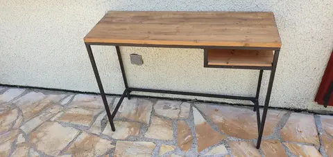 console / bureau métal et bois