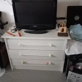 Commode blanche 3 tiroirs sur glissière