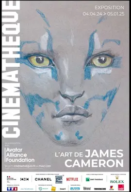Affiche exposition James Cameron Avatar + badge