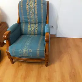 fauteuil 1 place tissu et bois