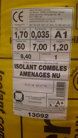 2 rouleaux de laine de verre NEUFS
