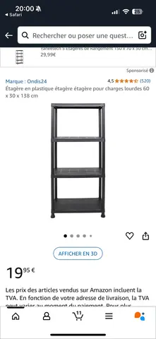 étagère plastique noire