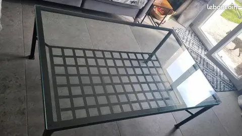 Table basse fer forgée + verre