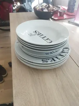 lot d'assiettes plates, creuses et petites