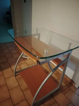 Petit bureau bois, métal, verrre