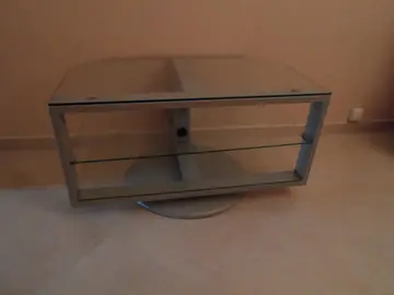 table télé alu et tablettes en verre