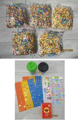 Confettis, Pate à modeler, stickers, jeu de carte