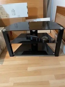 table télé en verre noir