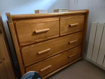 commode en bois 2 petits tiroirs 2 grands tiroirs