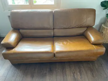 Canapé convertible en cuir marron