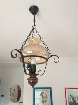 lustre bois , verre et metal