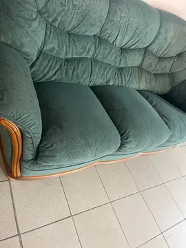 canapé vert kaki vintage