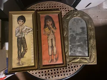 2 tableaux et 1 miroir anciens