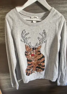 tee shirt manches longues taille S h&m gris sequin chat
