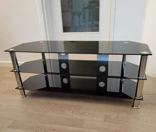 meuble bas verre trempé noir