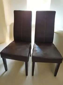 Chaises marron bois simili cuir