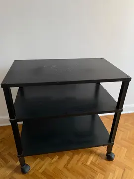 meuble bois noir sur roulettes
