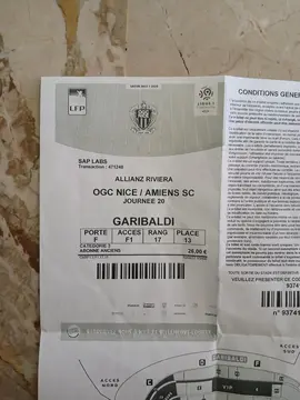 billet Nice amiens pour collection foot
