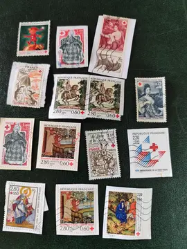 lot unique 14 timbres Français +rouge